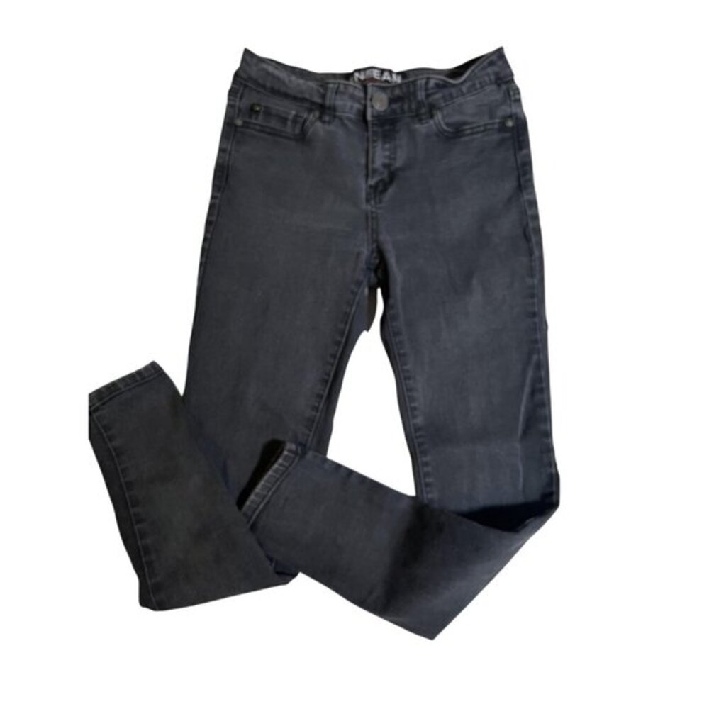 ENJEAN Black Jean Juniors size 5 Skinny Mid Rise Dark Wash Stretch‎ Denim